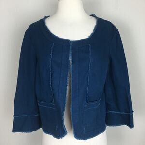 Sundance Teal Linen Blend Cropped Jacket 10